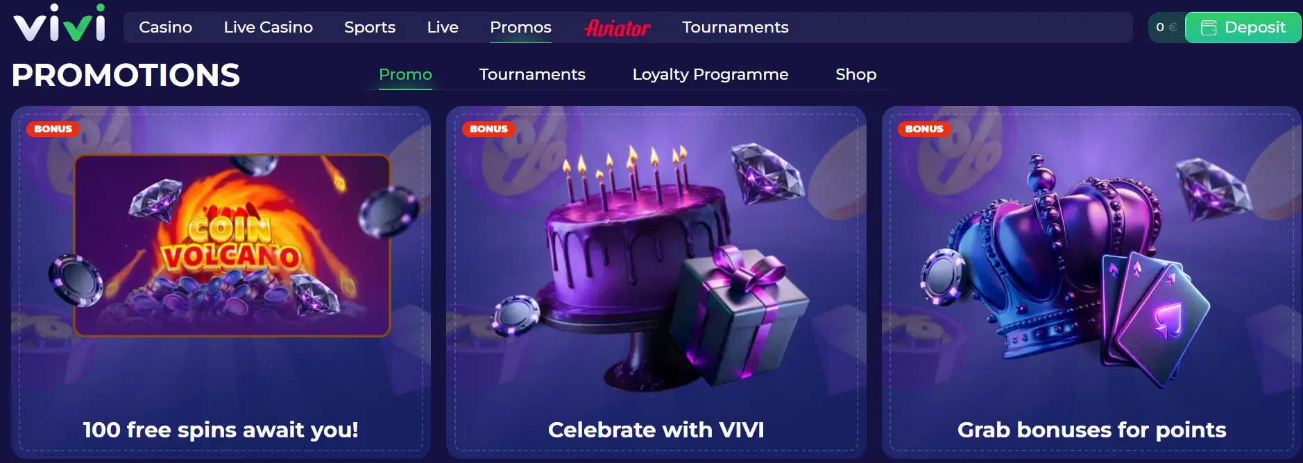 Vivi Casino Bonuses