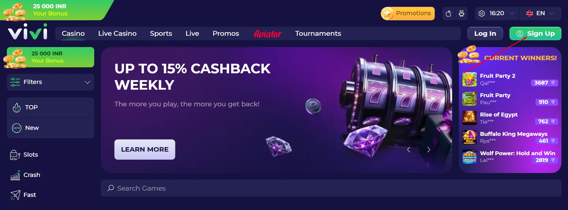 Register with Vivi Casino 